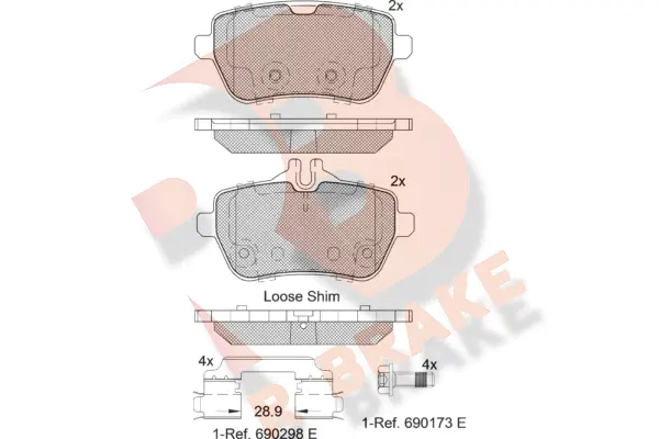 Kit de plaquettes de frein, frein à disque R BRAKE RB2076
