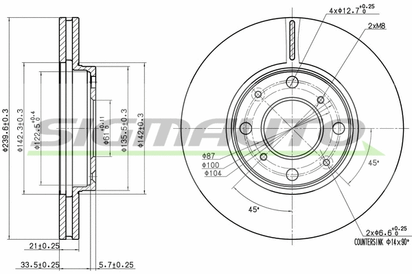 Disque de frein SIGMAUTO DBB231V
