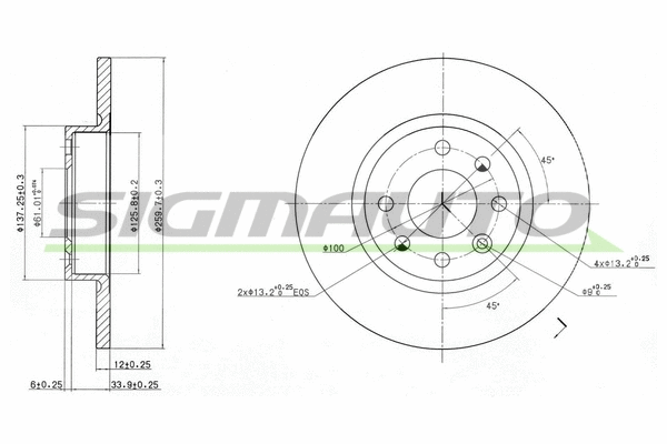 Disque de frein SIGMAUTO DBA213S