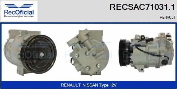 Compresseur, climatisation RECOFICIAL RECSAC71031.1