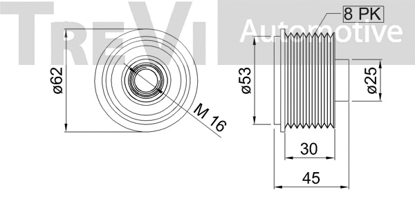 Poulie roue libre, alternateur TREVI AUTOMOTIVE AP1068
