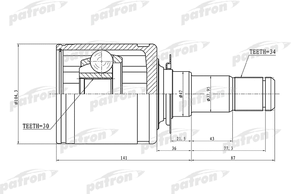 Jeu de joints, arbre de transmission PATRON PCV1449
