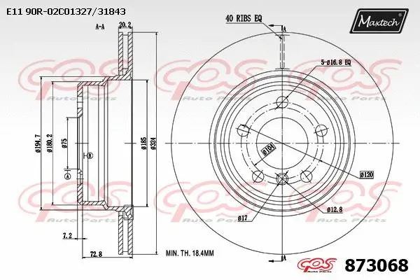 Disque de frein MAXTECH 873068