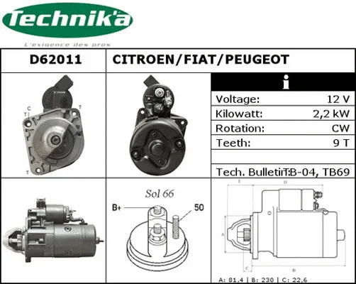 Démarreur Technika D62011