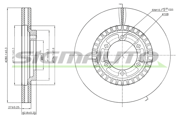 Disque de frein SIGMAUTO DBB269V