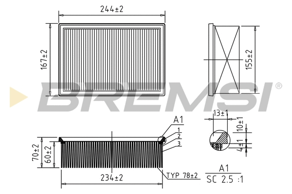 Filtre à air BREMSI FA1148