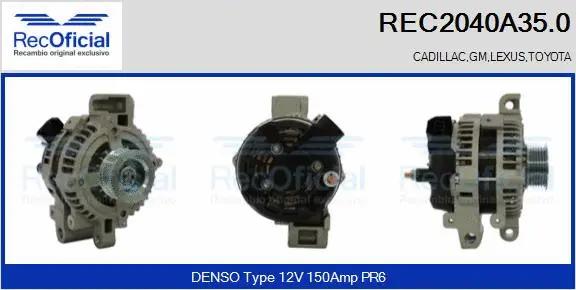 Alternateur RECOFICIAL REC2040A35.0