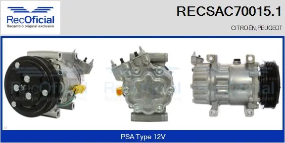 Compresseur, climatisation RECOFICIAL RECSAC70015.1
