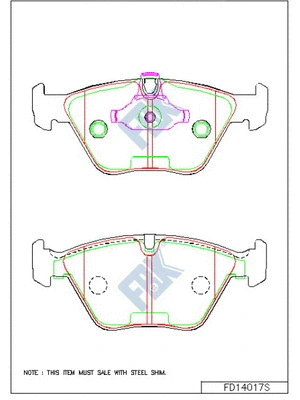 Kit de plaquettes de frein, frein à disque FBK FD14017S