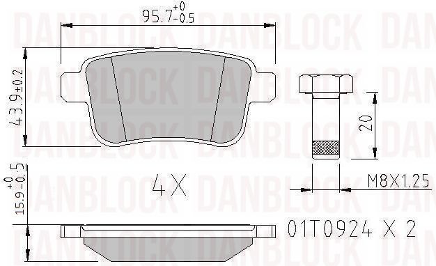 Kit de plaquettes de frein, frein à disque DANBLOCK DB 510729