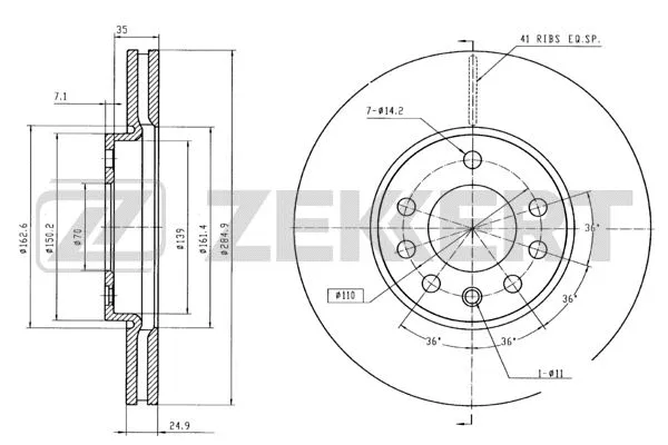Disque de frein ZEKKERT BS-5383B