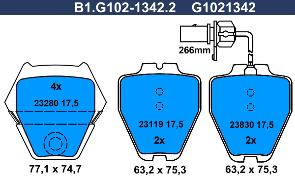 Kit de plaquettes de frein, frein à disque GALFER B1.G102-1342.2