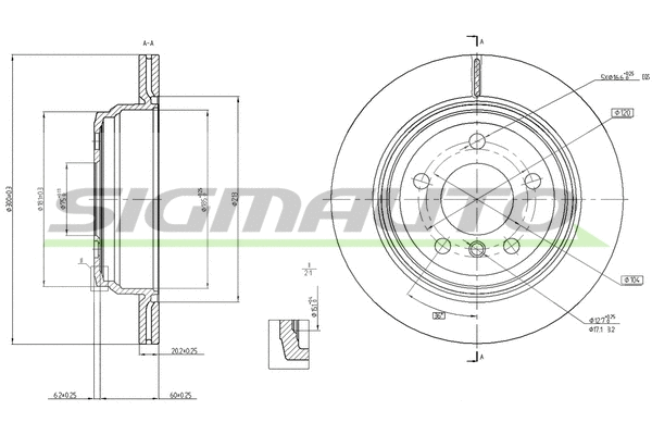 Disque de frein SIGMAUTO DBC313V