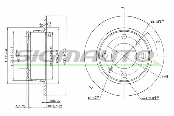 Disque de frein SIGMAUTO DBA052S