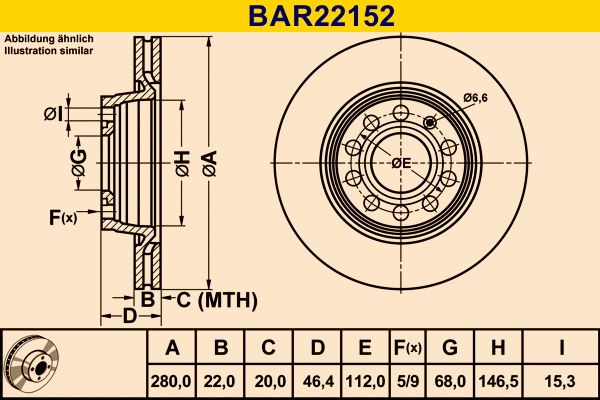 Disque de frein BARUM BAR22152