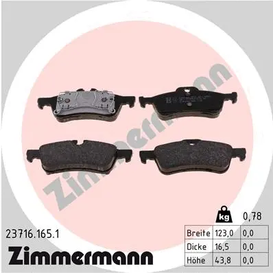 Kit de plaquettes de frein, frein à disque ZIMMERMANN 23716.165.1
