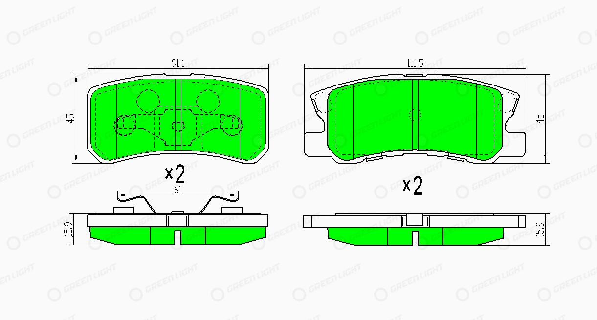 Kit de plaquettes de frein, frein à disque Automotive Adriado GLBP0171