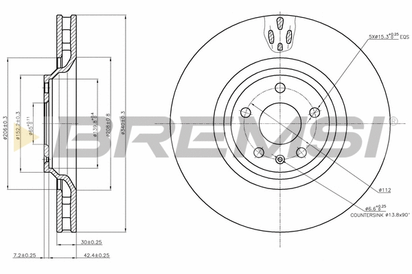 Disque de frein BREMSI CD7847V