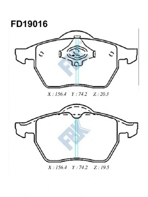 Kit de plaquettes de frein, frein à disque FBK FD19016