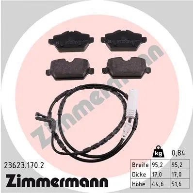 Kit de plaquettes de frein, frein à disque ZIMMERMANN 23623.170.2