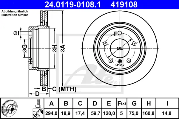 Disque de frein ATE-APAC 24.0119-0108.1