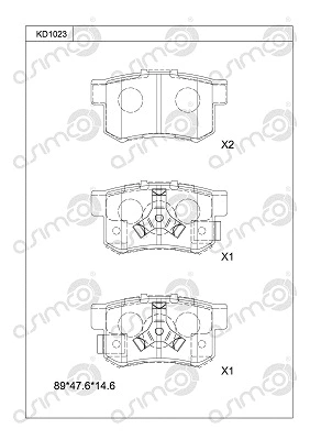 Kit de plaquettes de frein, frein à disque ASIMCO KD1023