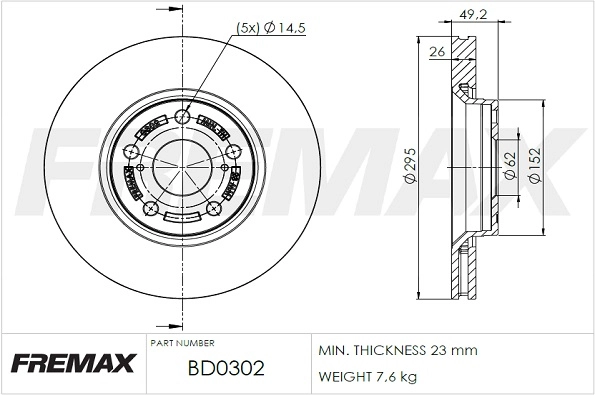 Disque de frein FREMAX BD-0302