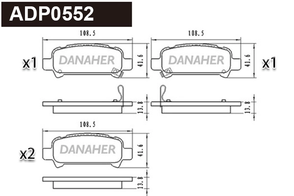 Kit de plaquettes de frein, frein à disque DANAHER ADP0552