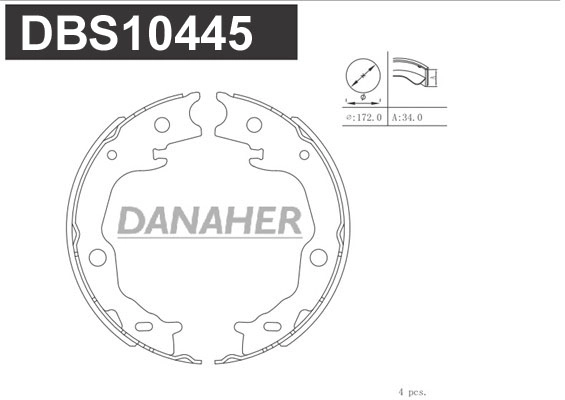 Jeu de mâchoires de frein, frein de stationnement DANAHER DBS10445