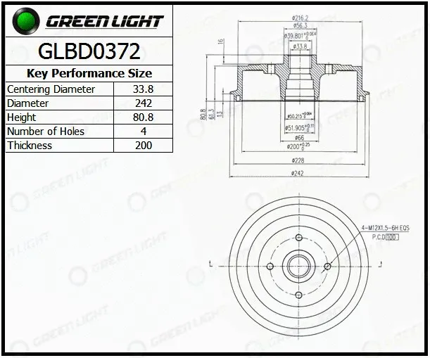 Tambour de frein Automotive Adriado GLBD0372