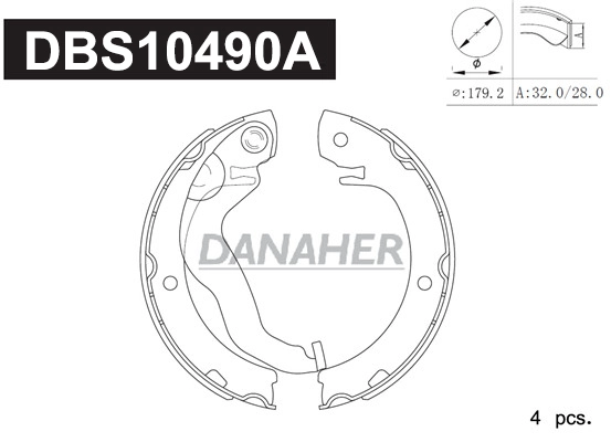 Jeu de mâchoires de frein, frein de stationnement DANAHER DBS10490A
