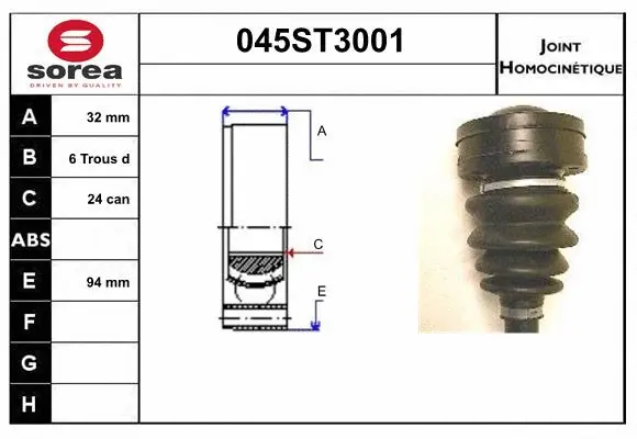 Jeu de joints, arbre de transmission STARTCAR 045ST3001