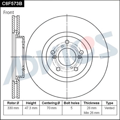 Disque de frein ADVICS C6F573B