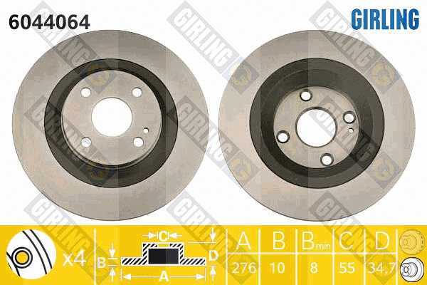 Disque de frein GIRLING 6044064