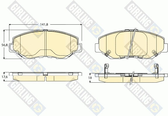 Kit de plaquettes de frein, frein à disque GIRLING 6136276