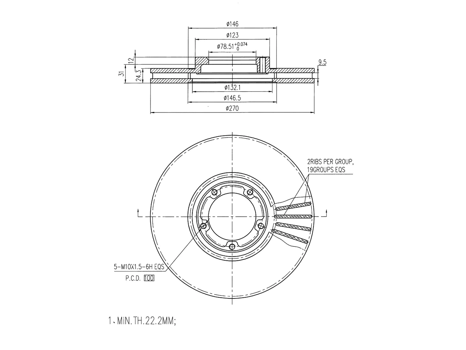 Disque de frein A.Z. Meisterteile AZMT-44-024-1517