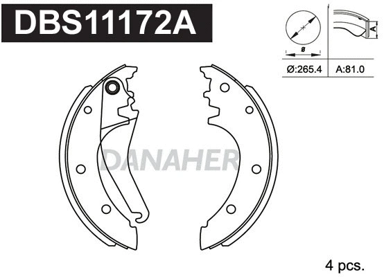 Jeu de mâchoires de frein DANAHER DBS11172A