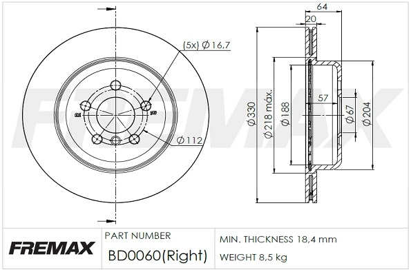 Disque de frein FREMAX BD-0060