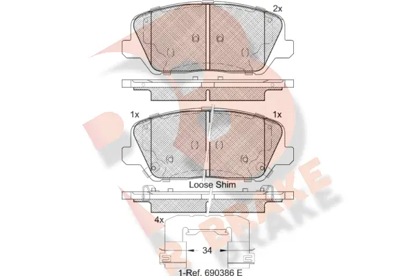 Kit de plaquettes de frein, frein à disque R BRAKE RB2239