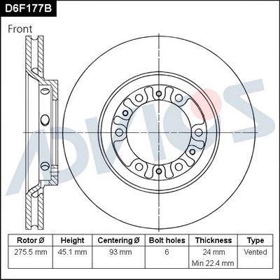 Disque de frein ADVICS D6F177B