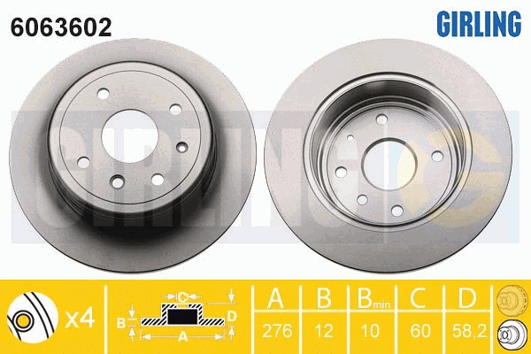 Disque de frein GIRLING 6063602
