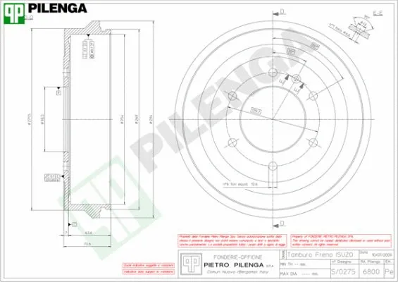 Tambour de frein PILENGA 6800