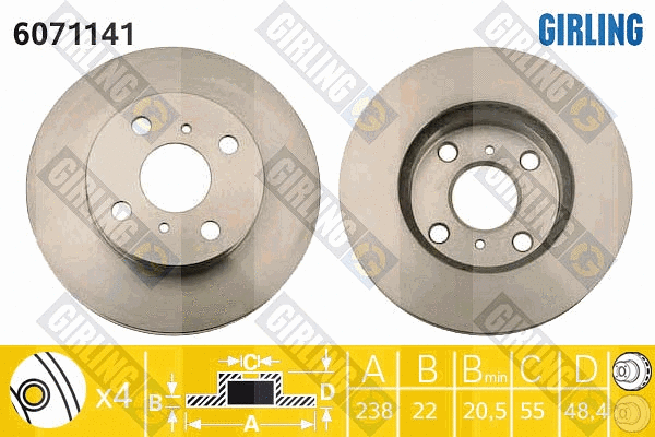 Disque de frein GIRLING 6071141
