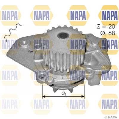 Pompe à eau, refroidissement du moteur NAPA NWP1387