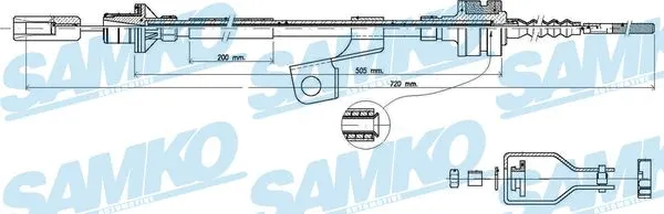 Tirette à câble, commande d'embrayage SAMKO C0118C