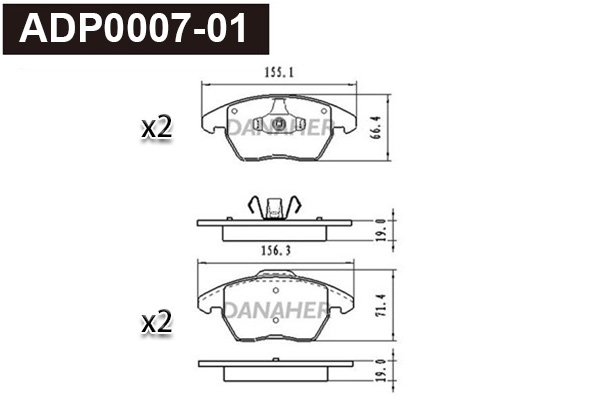 Kit de plaquettes de frein, frein à disque DANAHER ADP0007-01