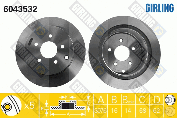 Disque de frein GIRLING 6043532