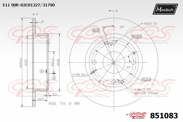 Disque de frein MAXTECH 851083