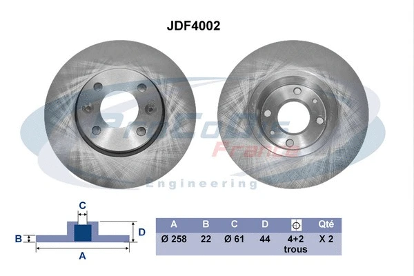 Disque de frein PROCODIS FRANCE JDF4002