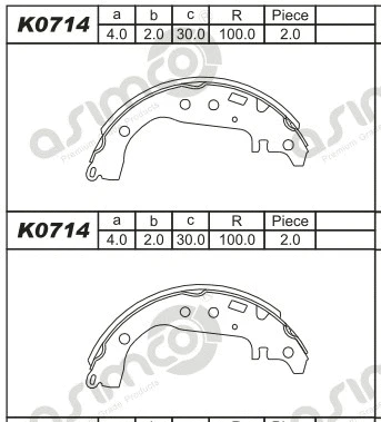 Jeu de mâchoires de frein ASIMCO K0714